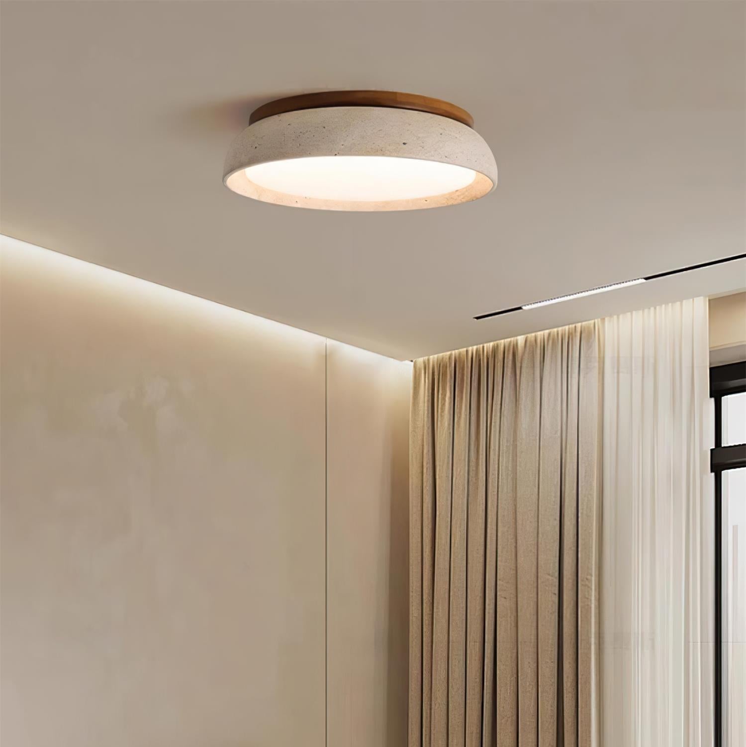 Aureli Wooden Base Travertine Ceiling Light Fixture