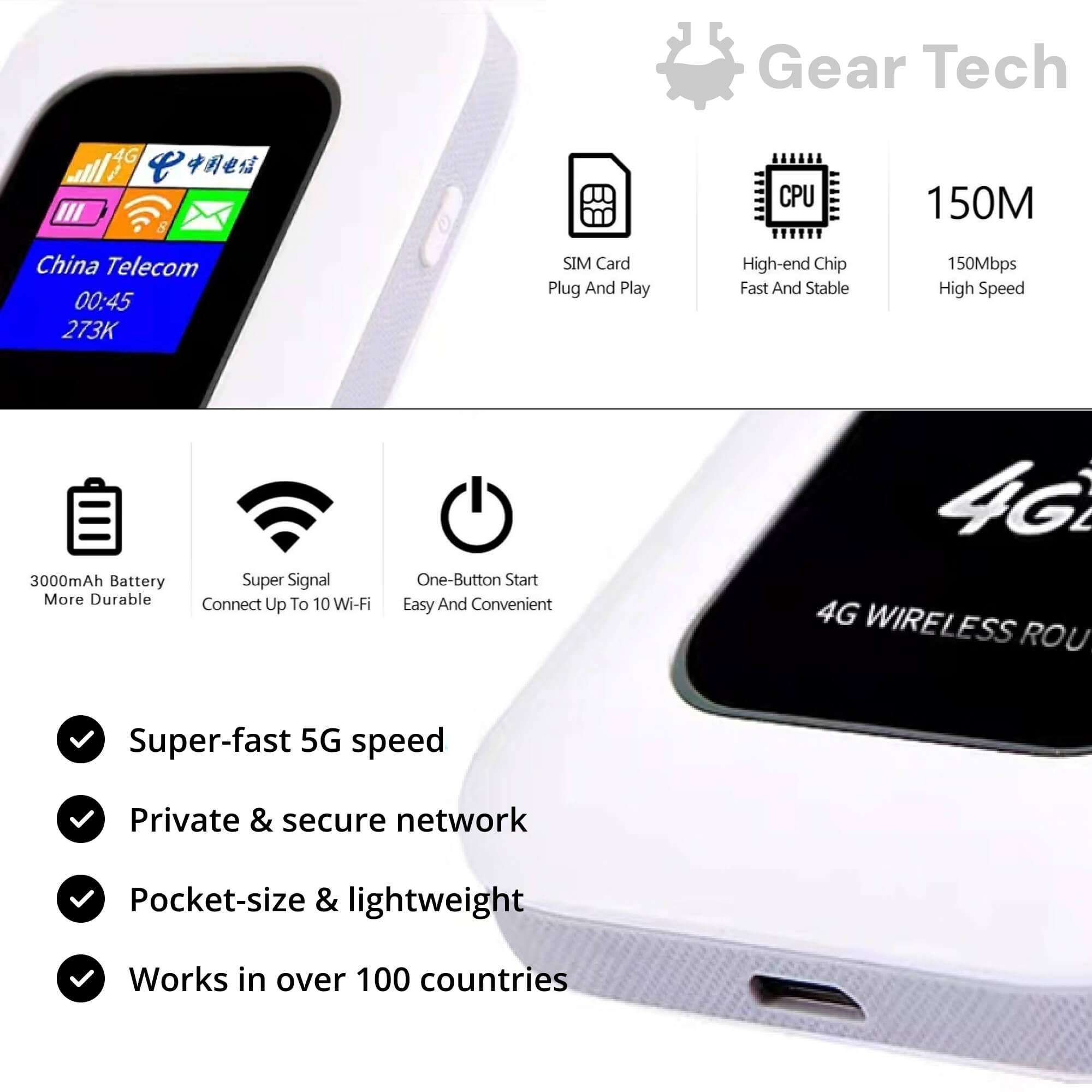 RoamWave 5G bärbar WiFi-hotspot för resor eller hemmabruk