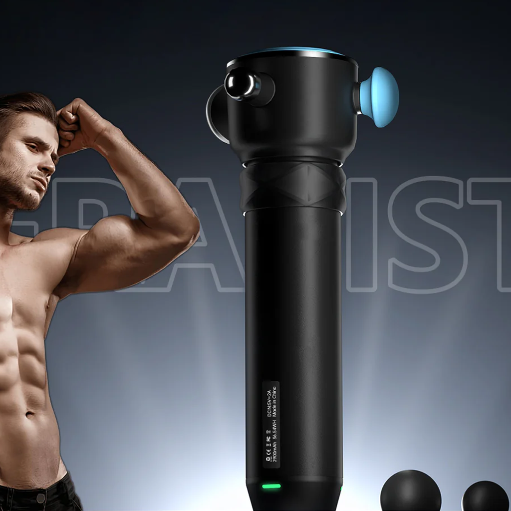 Massageador de Alta Velocidade com Quatro Acessórios a 7500 RPM para Alívio de Corpo Inteiro