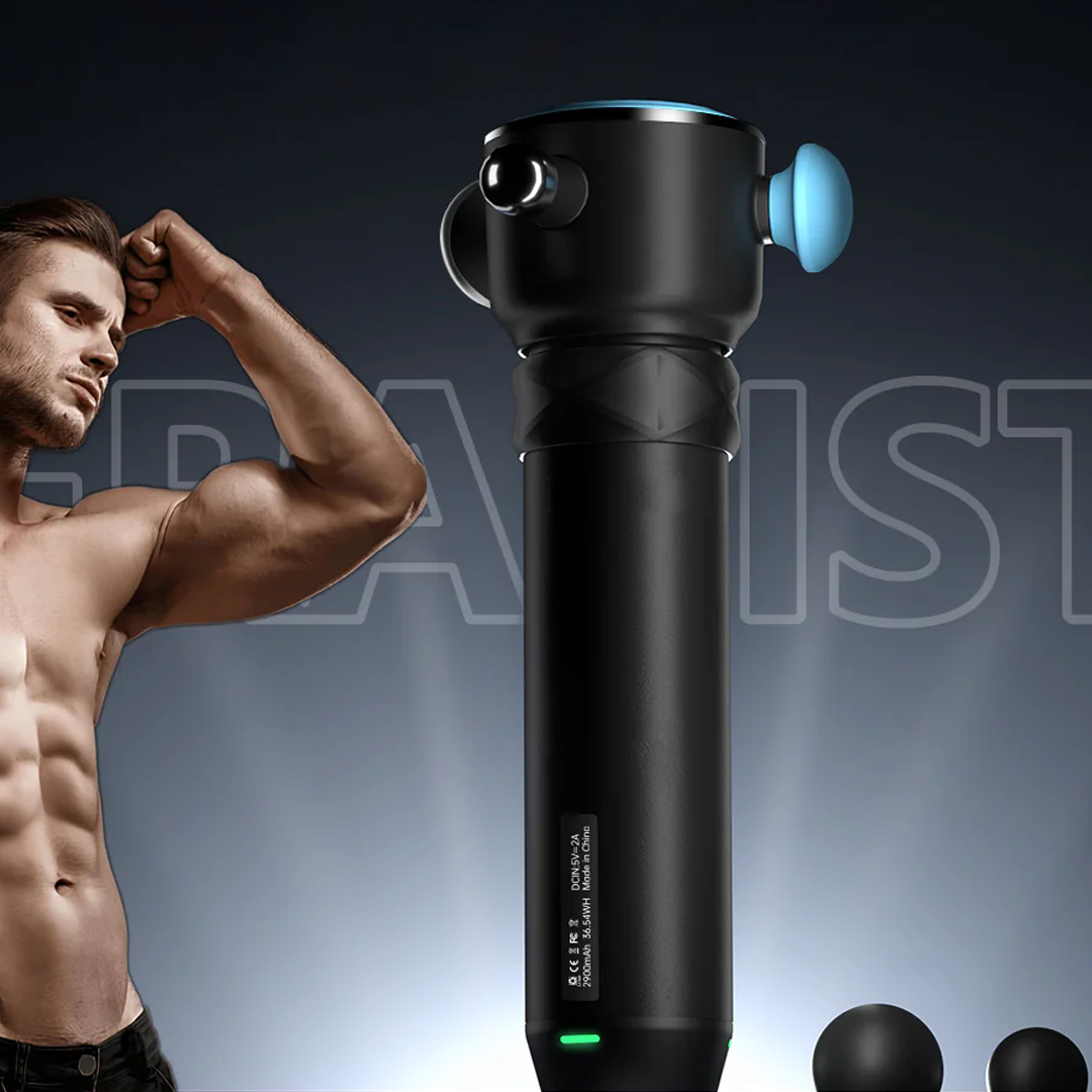 Massageador de Alta Velocidade com Quatro Acessórios a 7500 RPM para Alívio de Corpo Inteiro