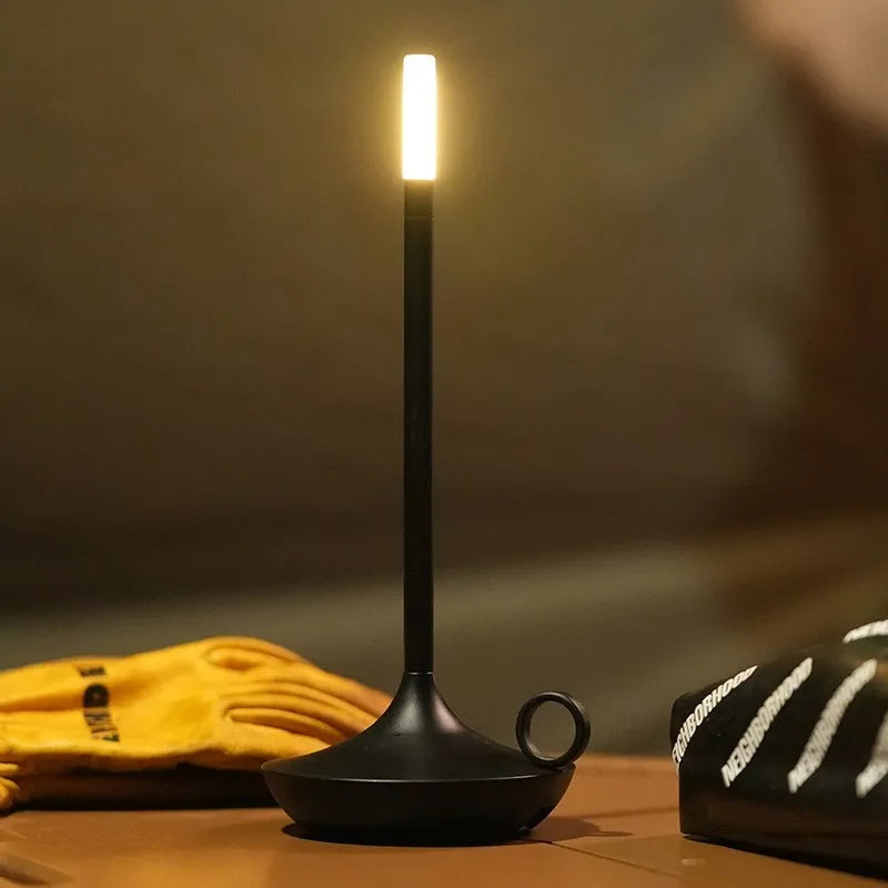 LumaCove ミニマリスト充電式LEDキャンドル型テーブルランプ