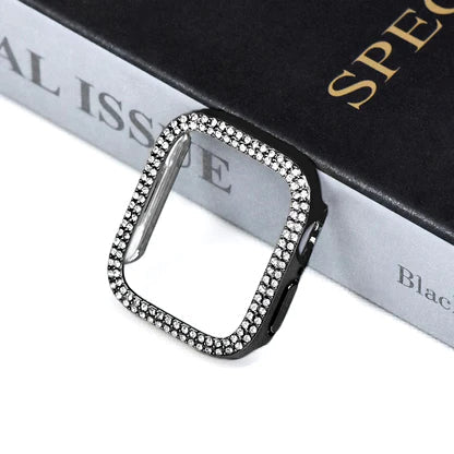 Apple Watch-etui med hærdet glas og rhinsten-detaljer