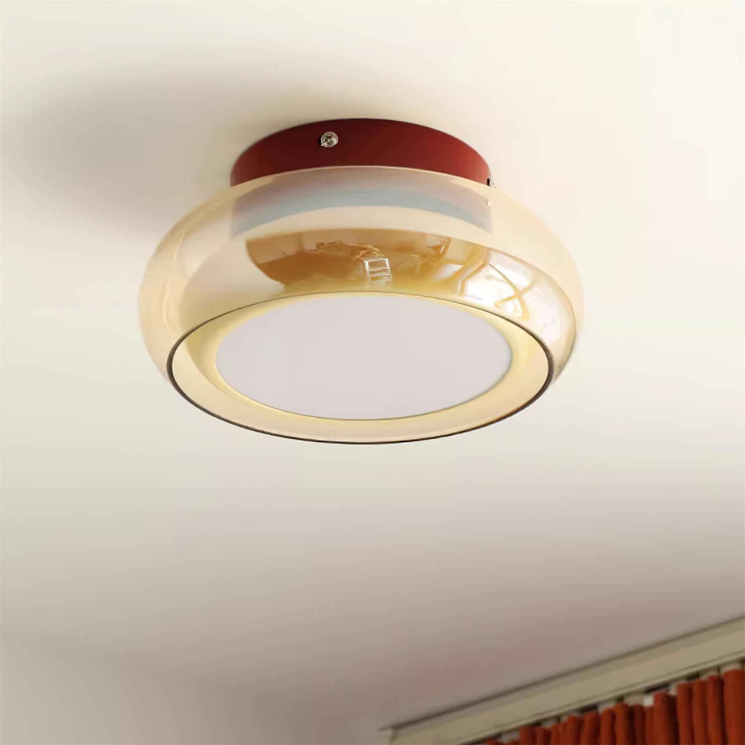 Lampu Siling Flush Kaca Vintage LumaNova Dalam Jalur Cognac