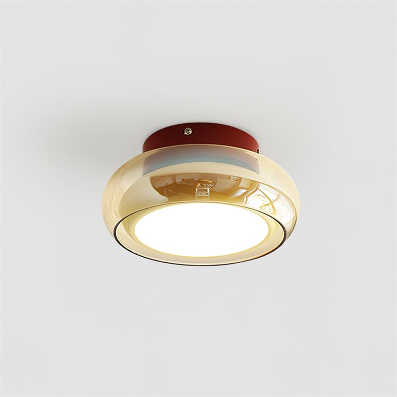 Lampu Siling Flush Kaca Vintage LumaNova Dalam Jalur Cognac