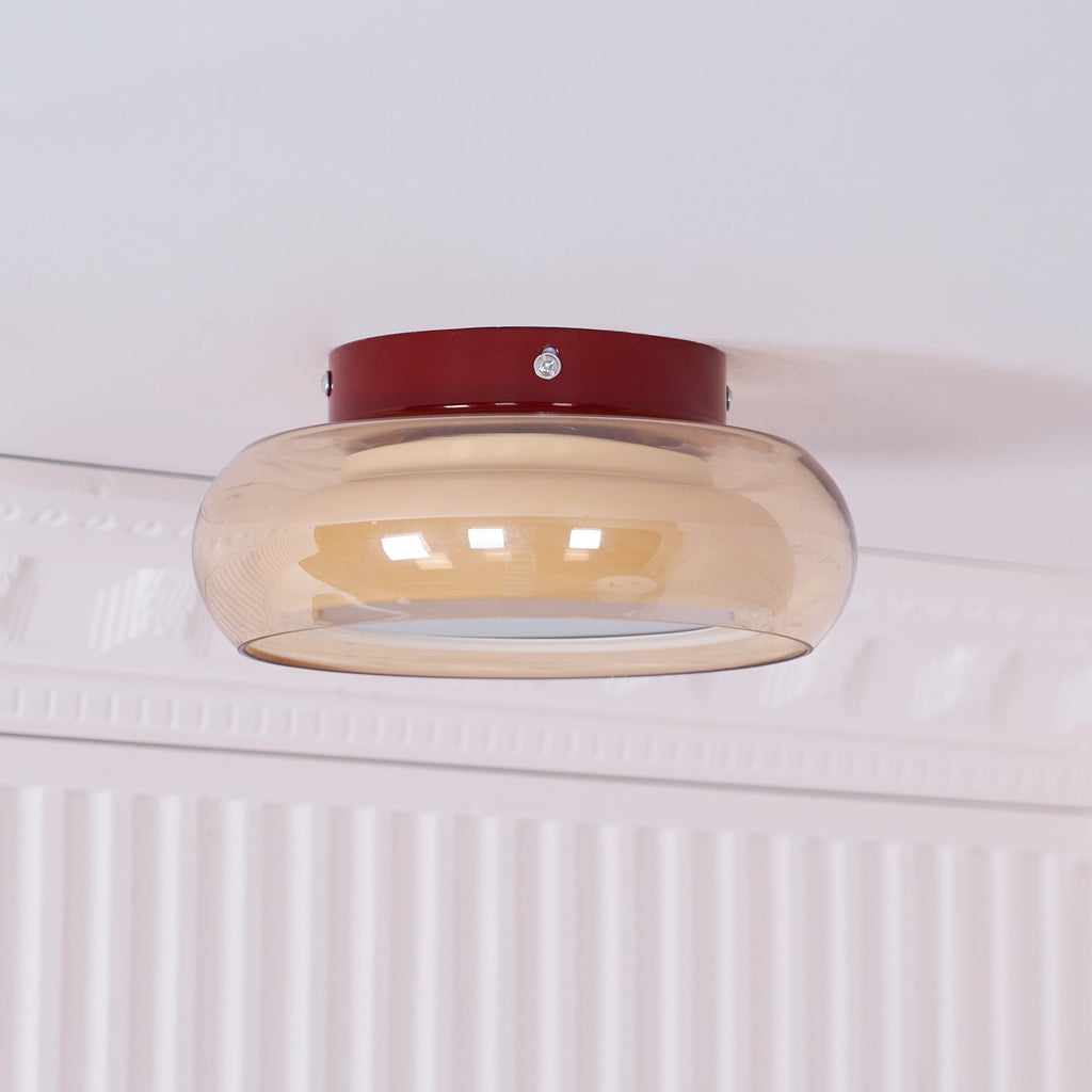 Lampu Siling Flush Kaca Vintage LumaNova Dalam Jalur Cognac