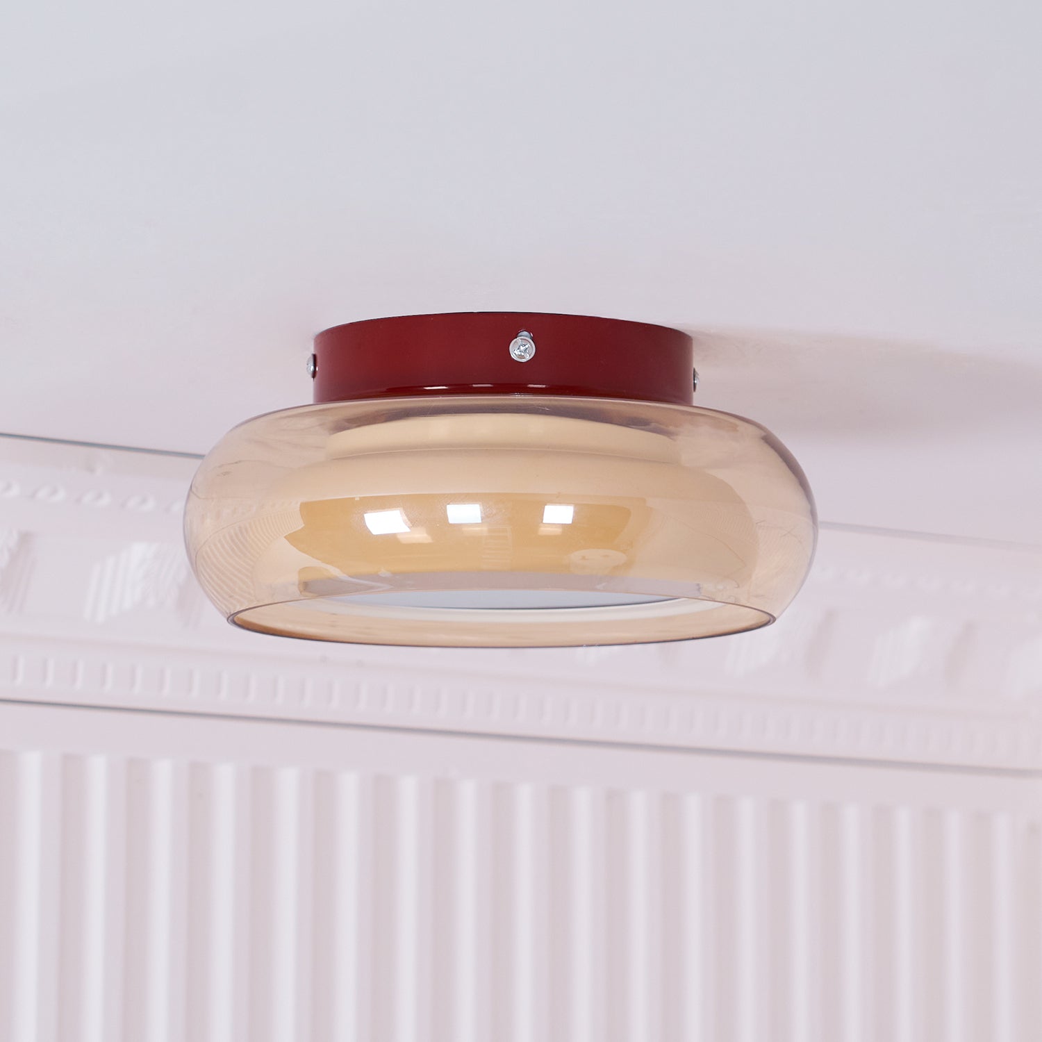 Lampu Siling Flush Kaca Vintage LumaNova Dalam Jalur Cognac