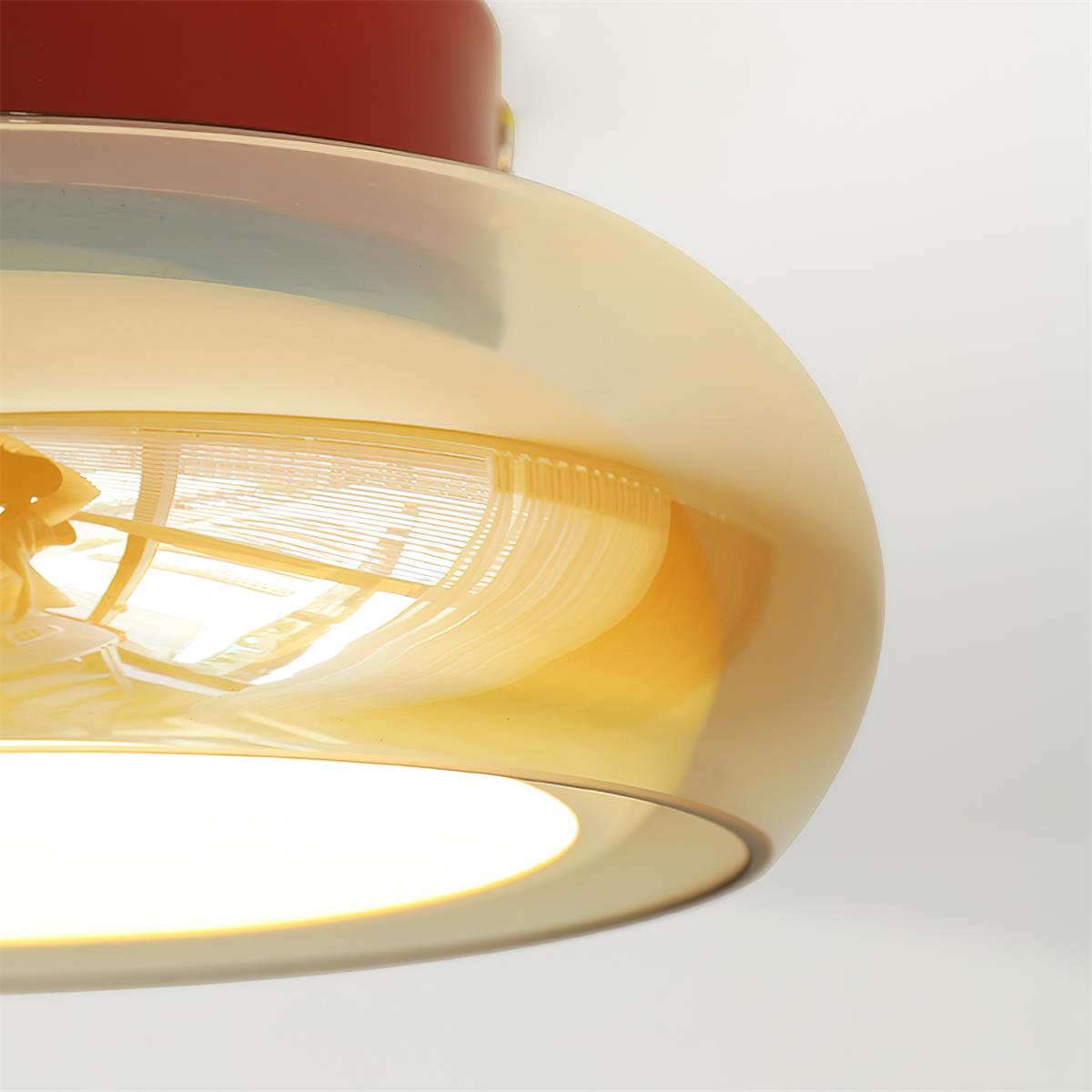 Lampu Siling Flush Kaca Vintage LumaNova Dalam Jalur Cognac
