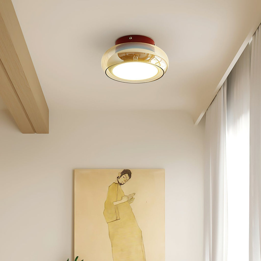 Lampu Siling Flush Kaca Vintage LumaNova Dalam Jalur Cognac
