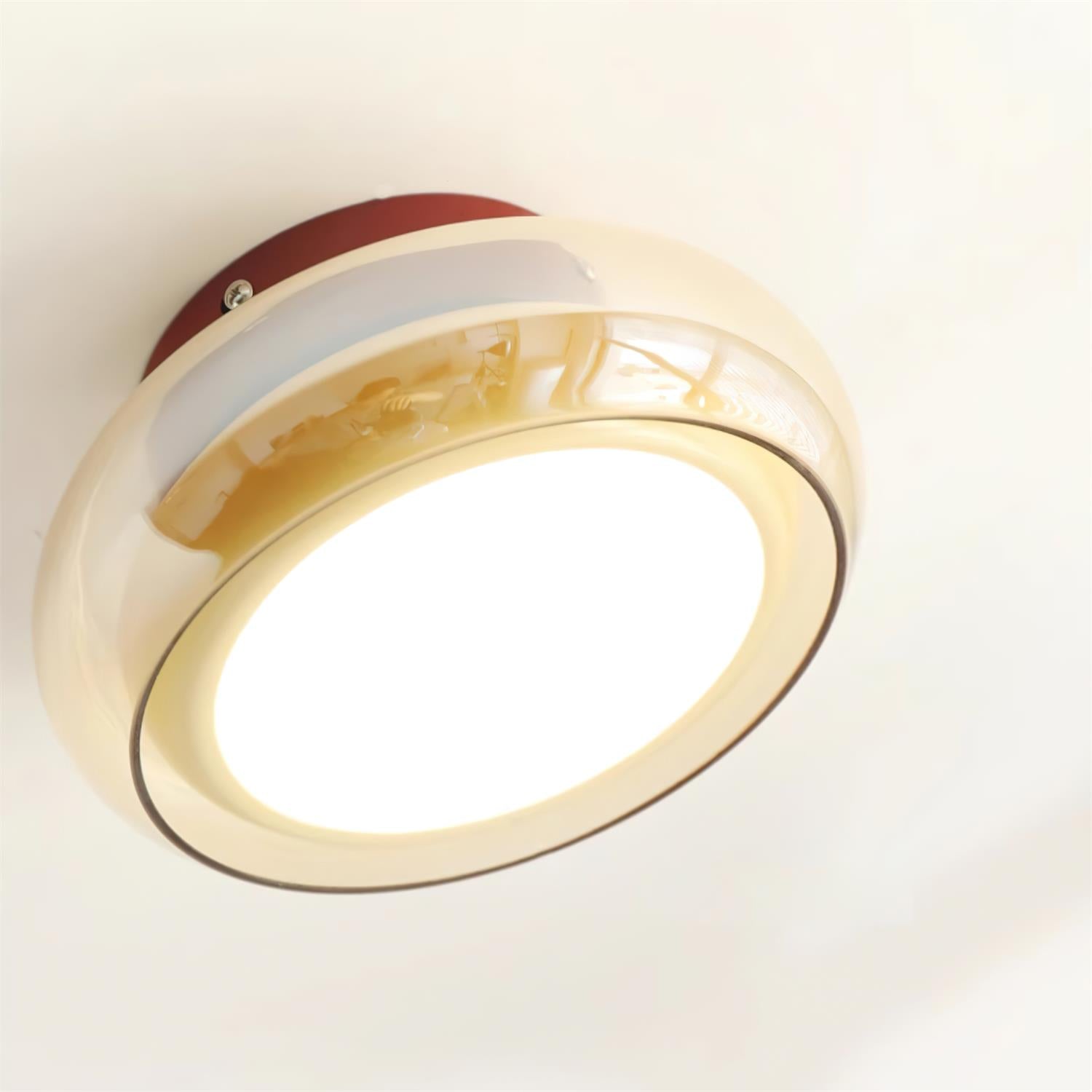 Lampu Siling Flush Kaca Vintage LumaNova Dalam Jalur Cognac
