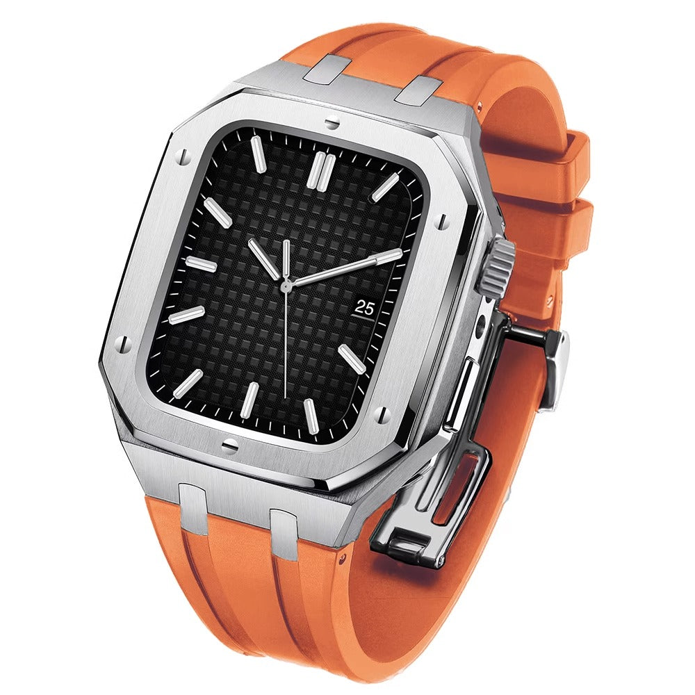 Velori Apple Watch Upgrade Kit Featuring Silicone Band And Steel Case