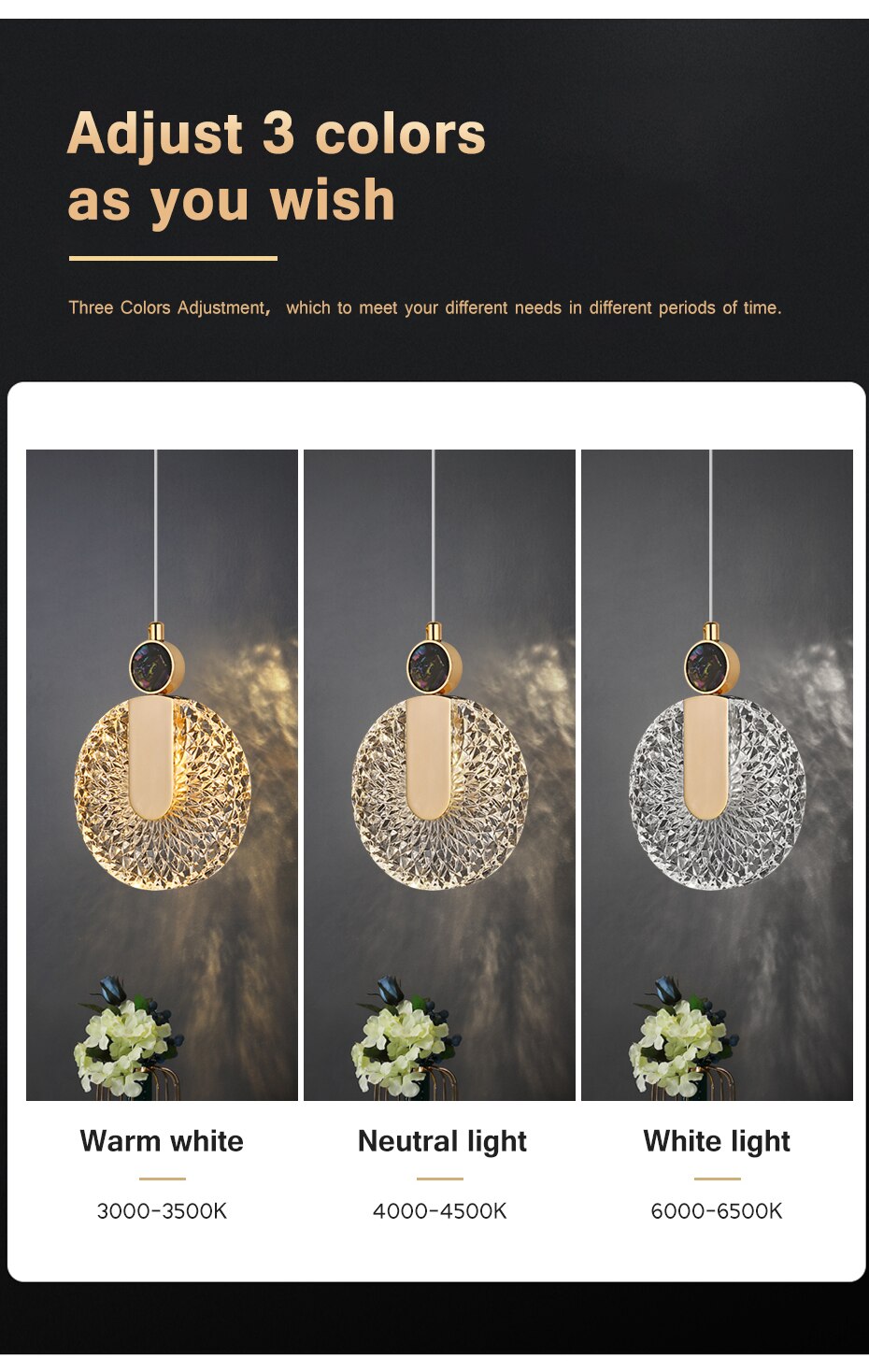 Aurelia Pendelleuchte mit LED-Kristall in Gold für Wohnbereiche