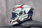 Casque de moto intégral rabattable avec double lentille et aileron arrière aérodynamique, certifié DOT