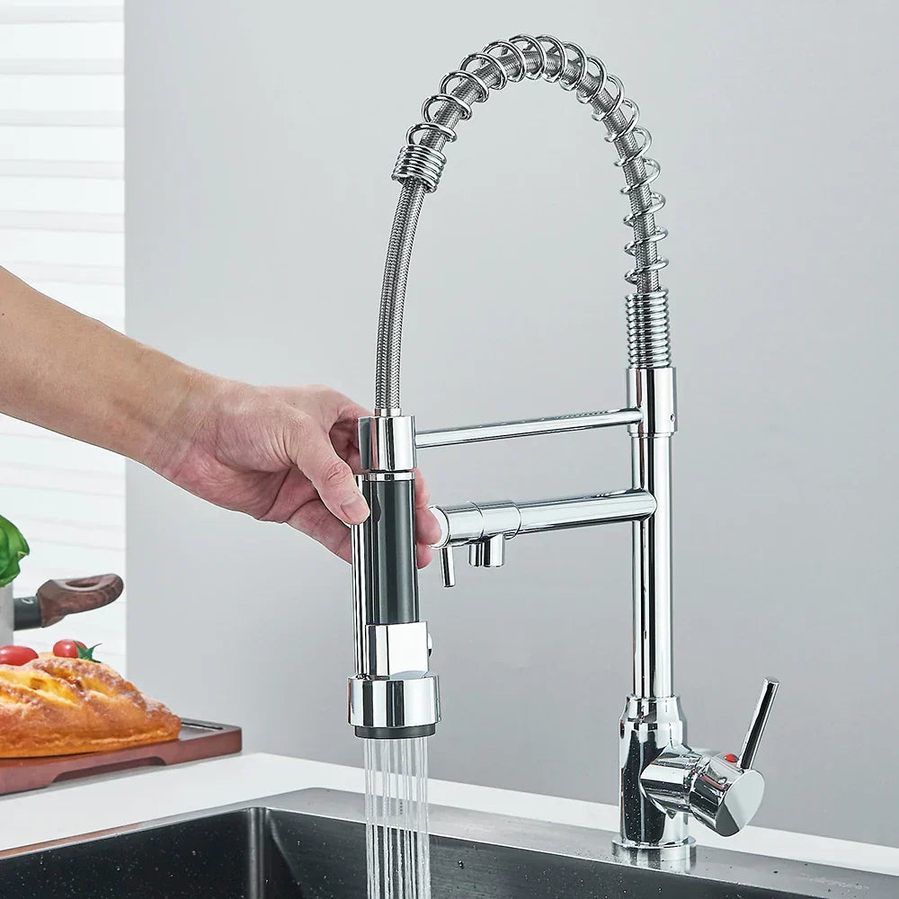 FluxSpout Twin Kitchen Mixer Tap With Spring Spout