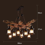 Wood Ceiling Light With LED Illumination In Industrial Antique Style For Modern Interiors