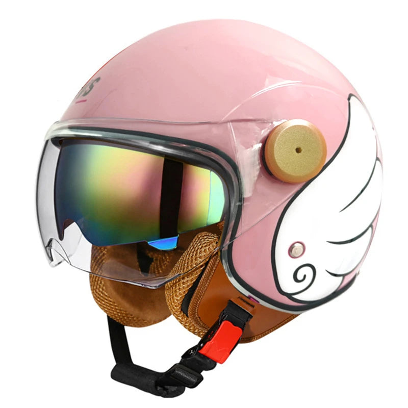 3/4 Open-Face Motorcycle Helmet with Windproof Lens