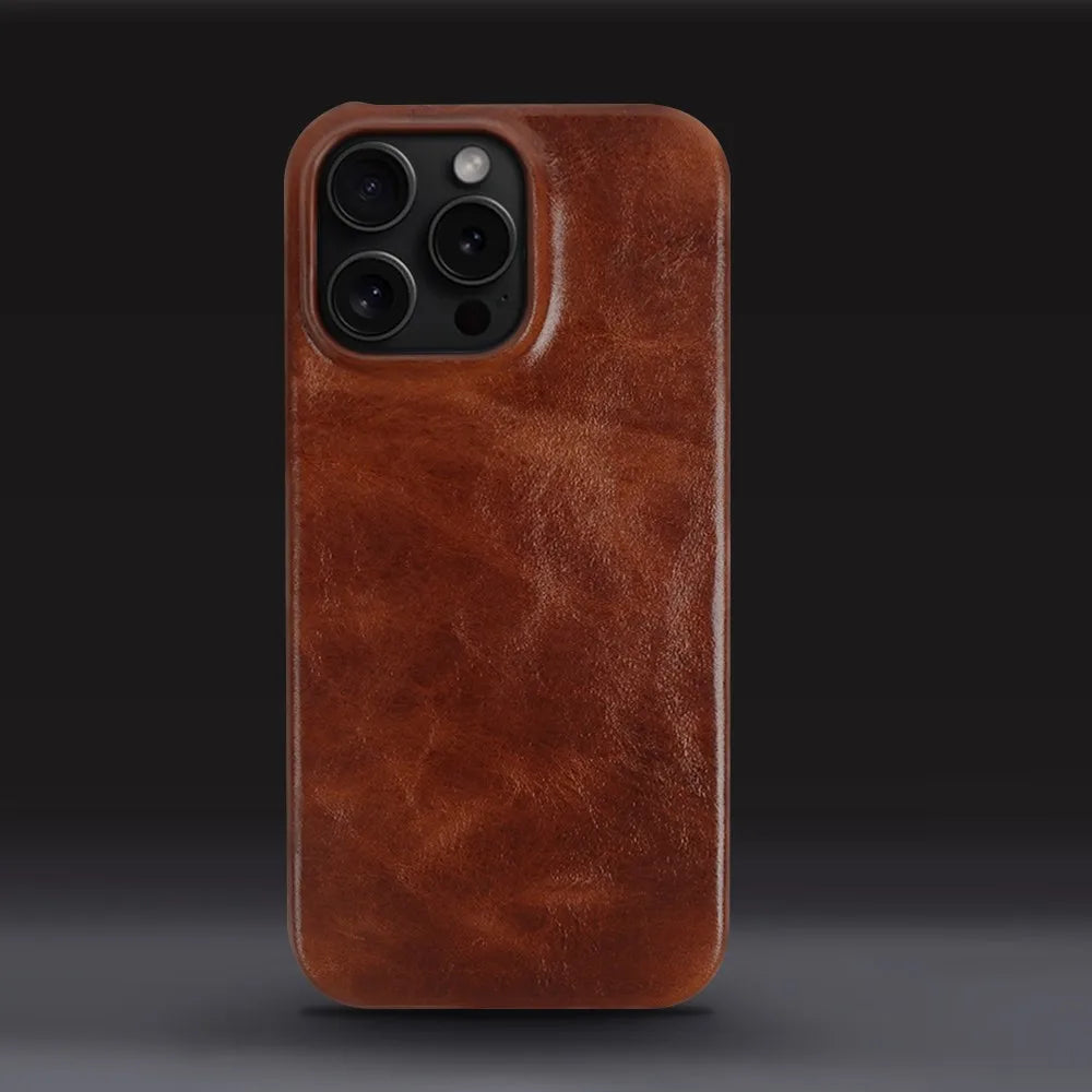 Crownline Handcrafted iPhone Case In Genuine Cowhide Leather