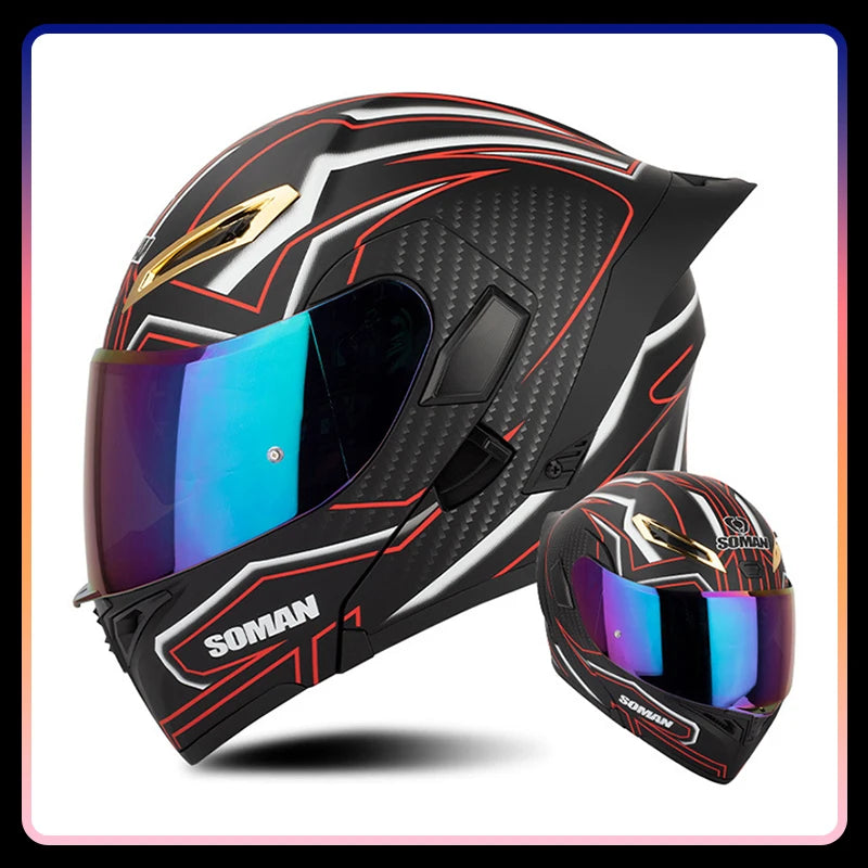 Modular Full-Face Motorcycle Helmet with Dual Visor