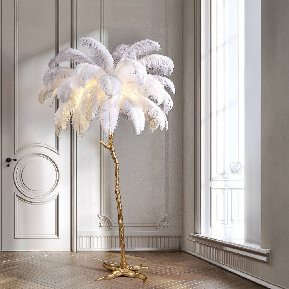 AstraLoom Straußenfeder-LED-Lampe mit verstellbarer Höhe und sanftem Leuchten