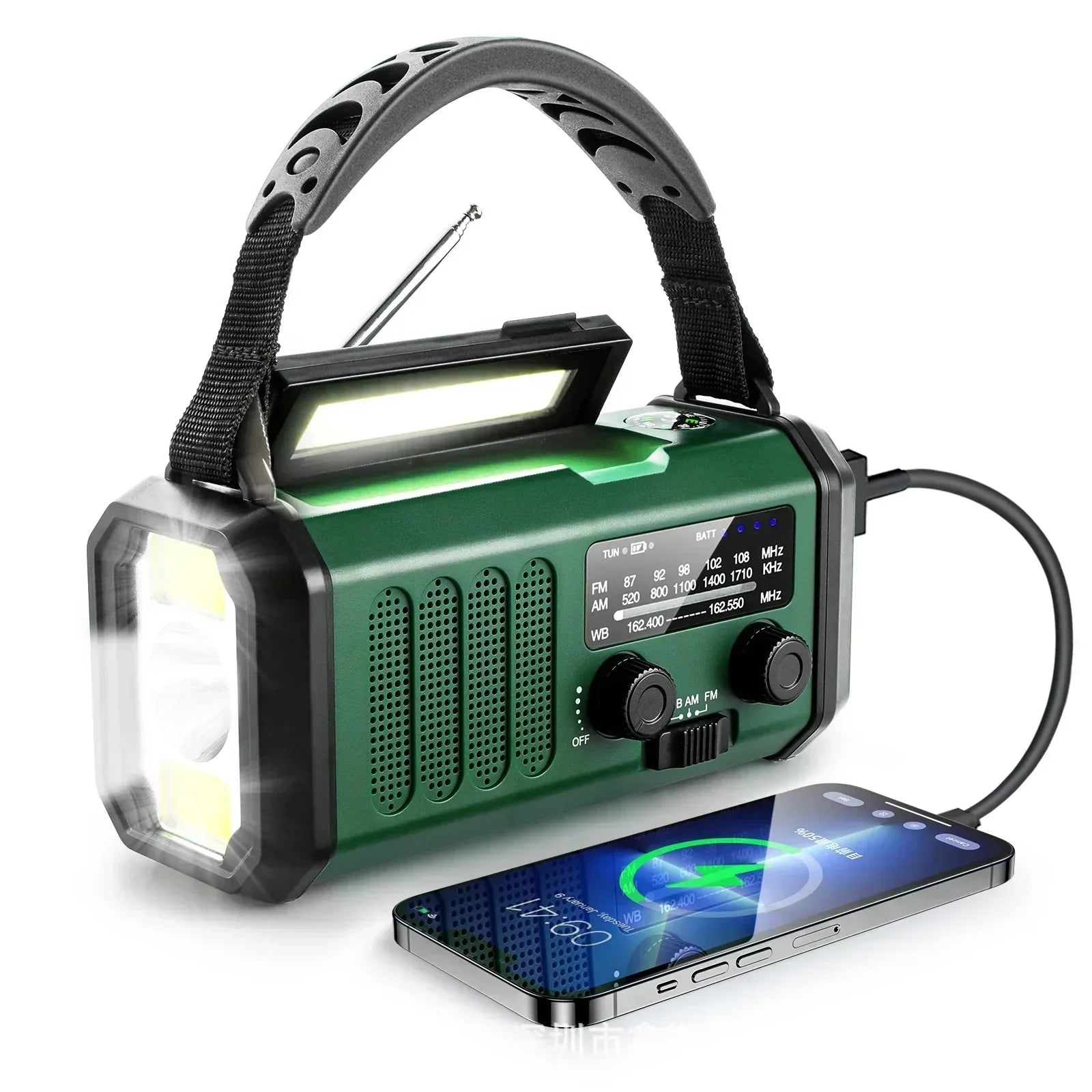 Radio de emergencia solar con manivela SolioGuard y banco de baterías NOAA