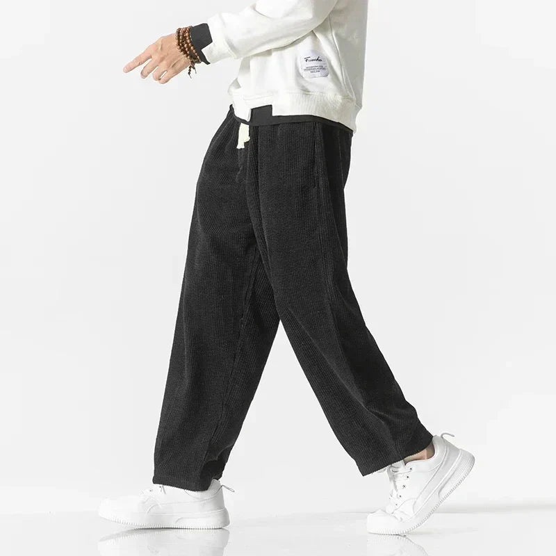 Casual Corduroy Pants Drawstring Waist For Daily Wear