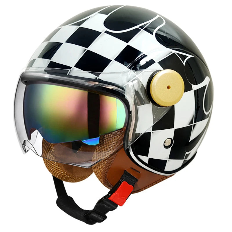 3/4 Open-Face Motorcycle Helmet with Windproof Lens