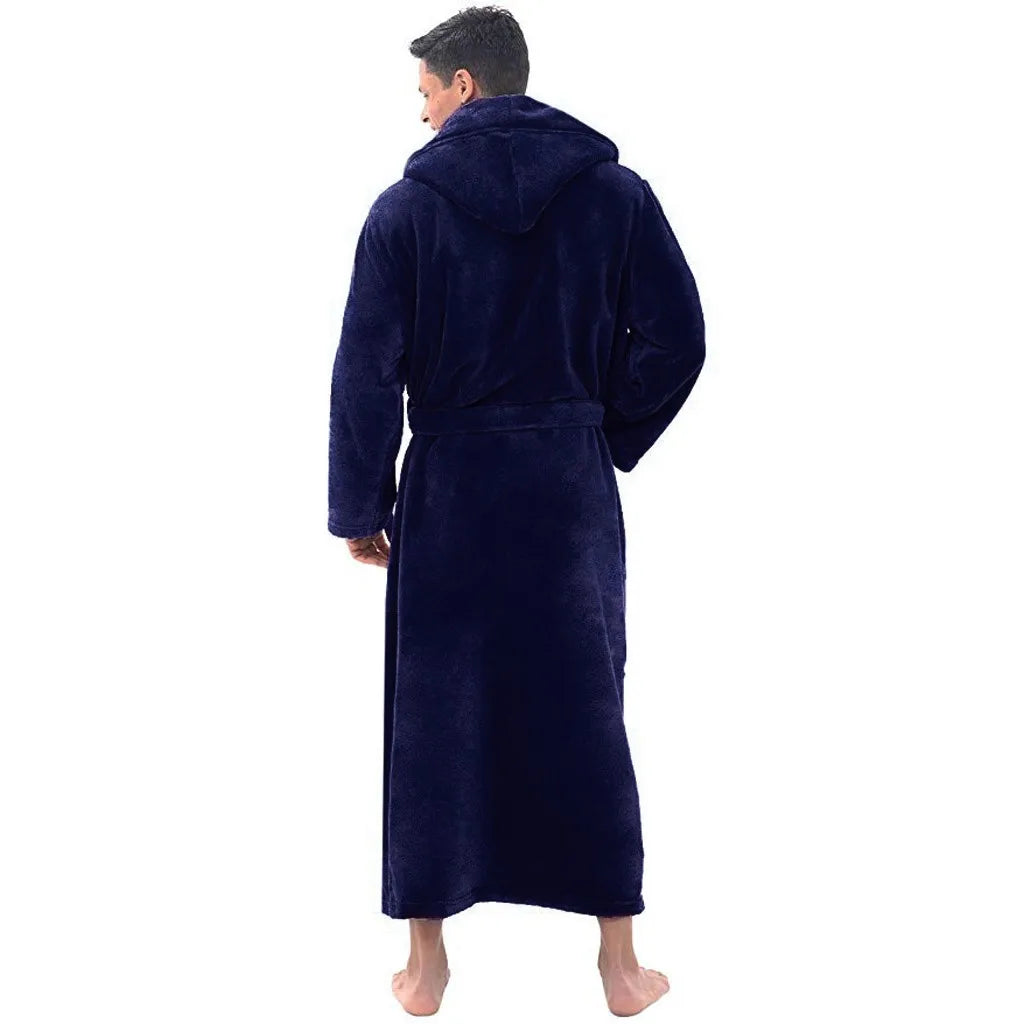 CozyNest Herrarnas Mjuka Hooded Morgonrock för Värmande Komfort