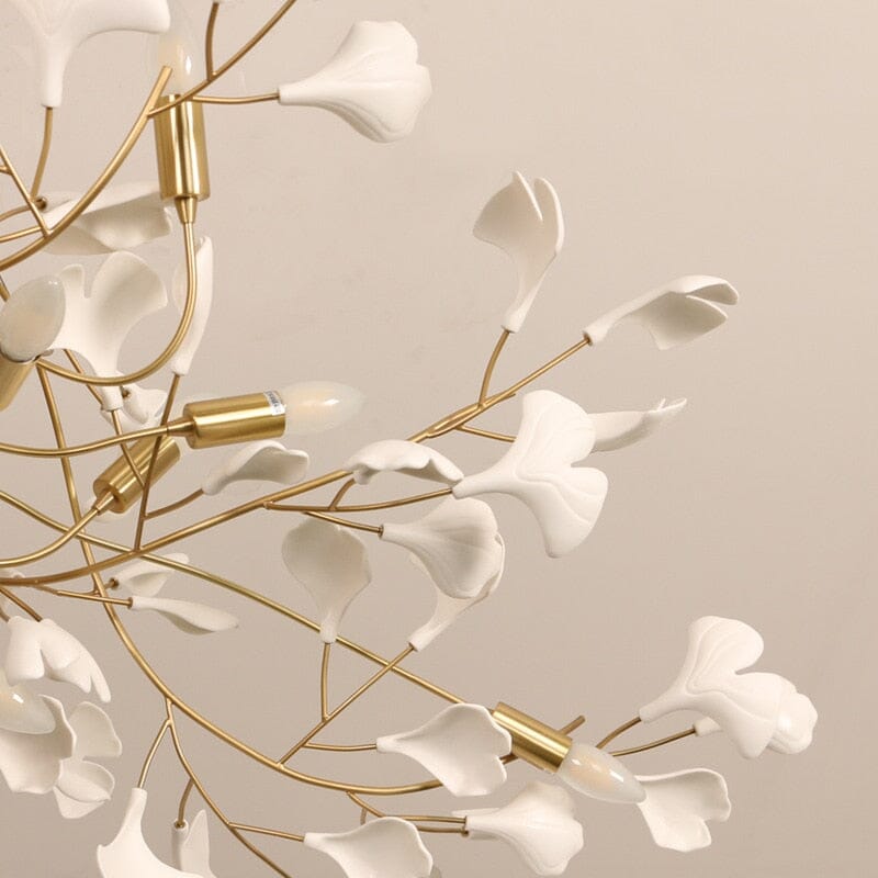 Lunsera Ceramic Petal Chandelier With Frosted Glass Shade