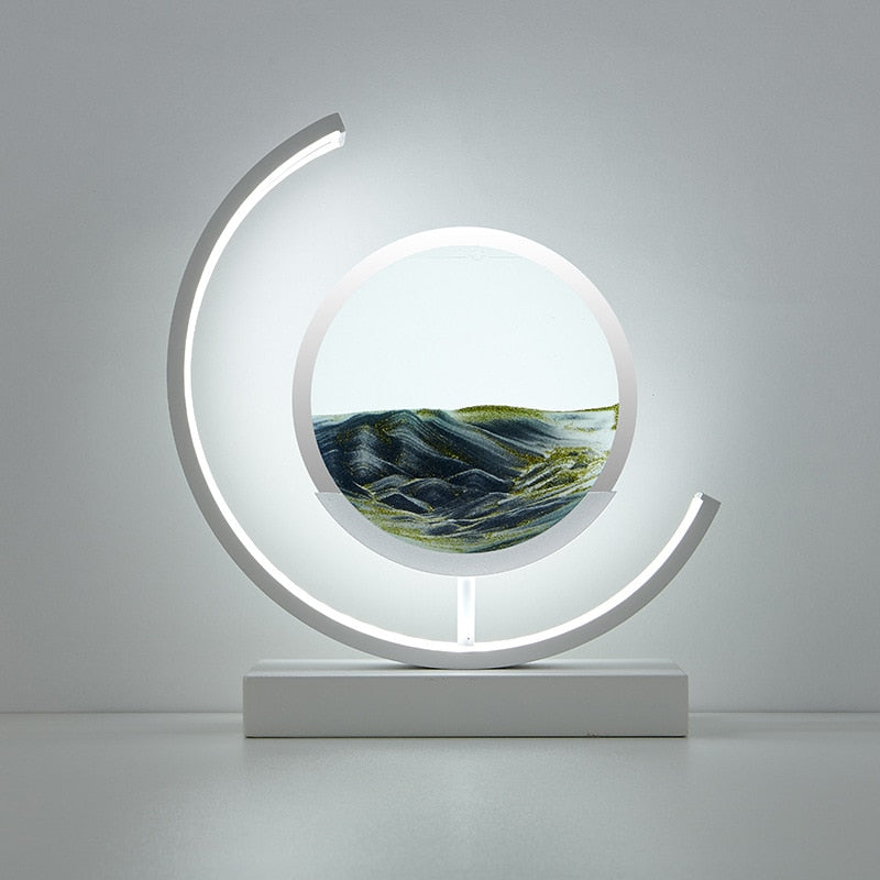 LumaAura Moon Lamp s pískem a vodní uměleckou světelnou dekorací na stůl