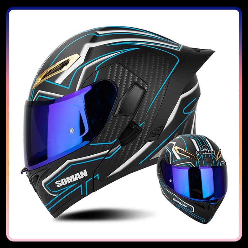 Modular Full-Face Motorcycle Helmet with Dual Visor