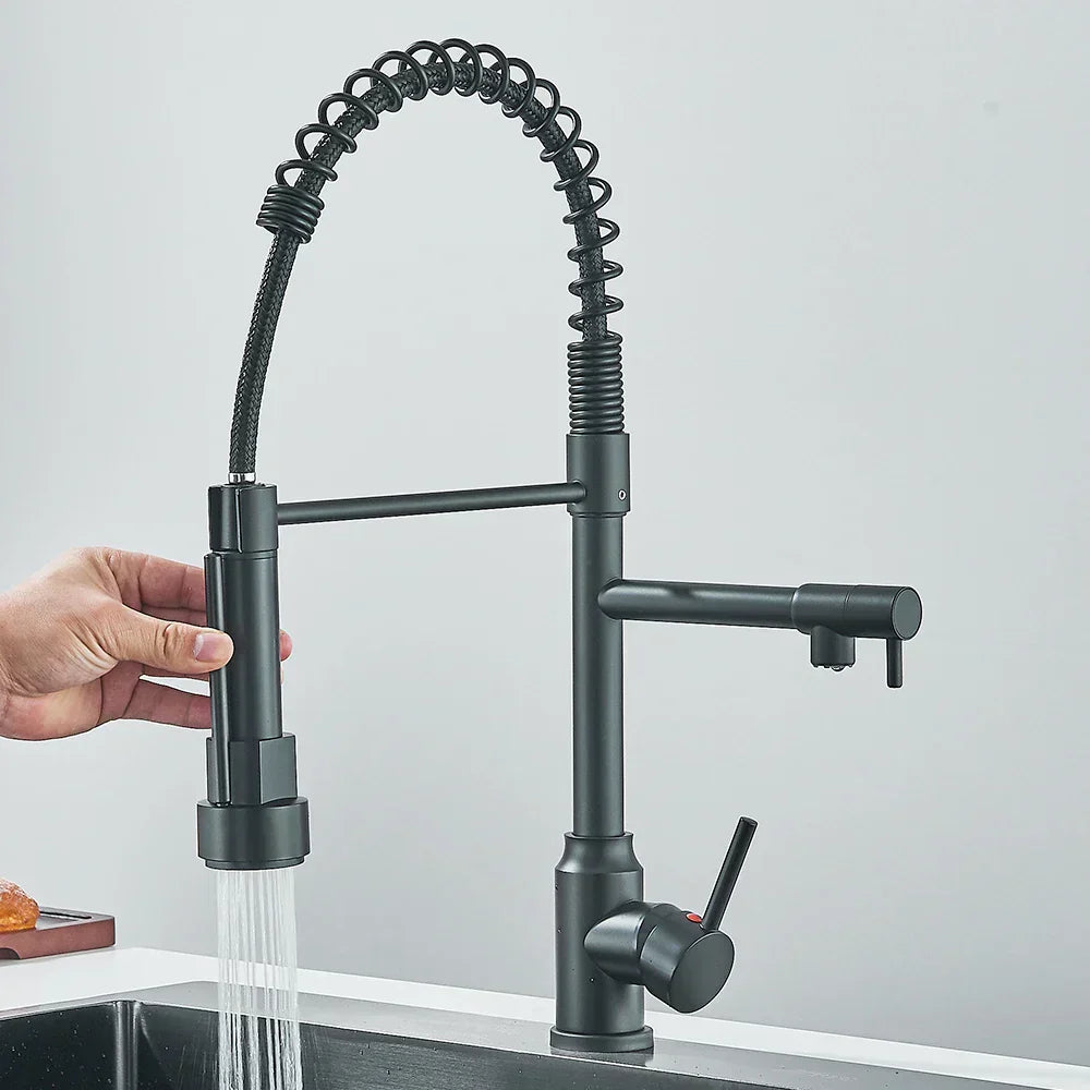 FluxSpout Twin Kitchen Mixer Tap With Spring Spout