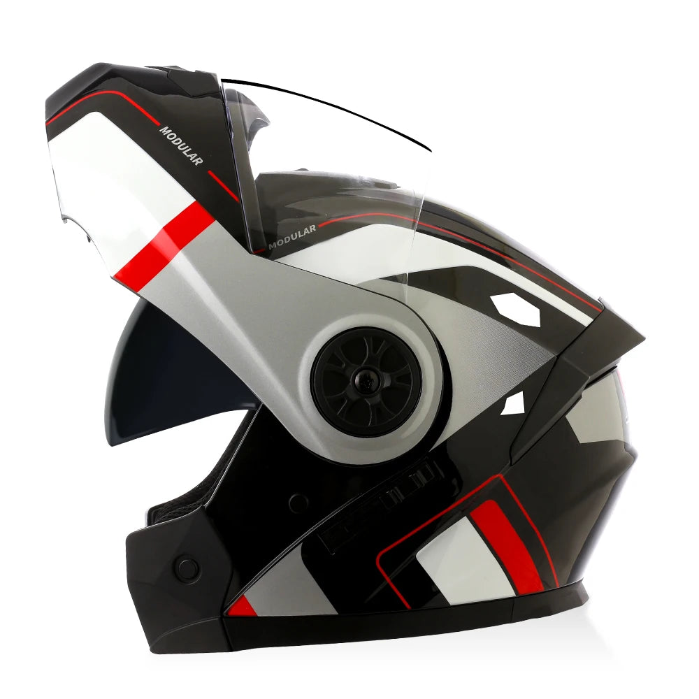 Lightweight Modular Motorcycle Helmet with Dual Visor
