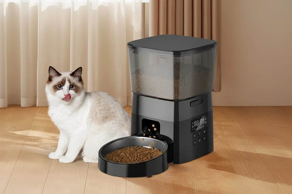 Comedouro Automático Inteligente para Animais com Ecrã LCD e Refeições Programadas para Gatos e Cães