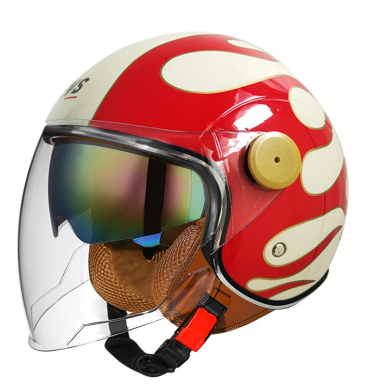 3/4 Open-Face Motorcycle Helmet with Windproof Lens