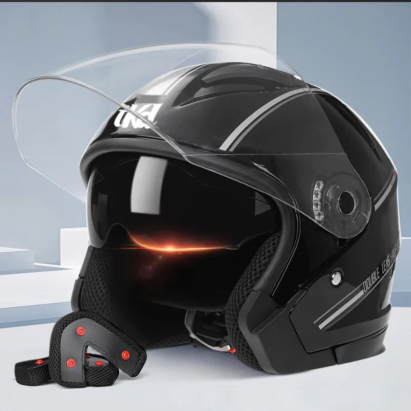 Modułowy kask motocyklowy z podnoszoną szczęką i podwójnymi wizjerami, certyfikowany DOT i ECE