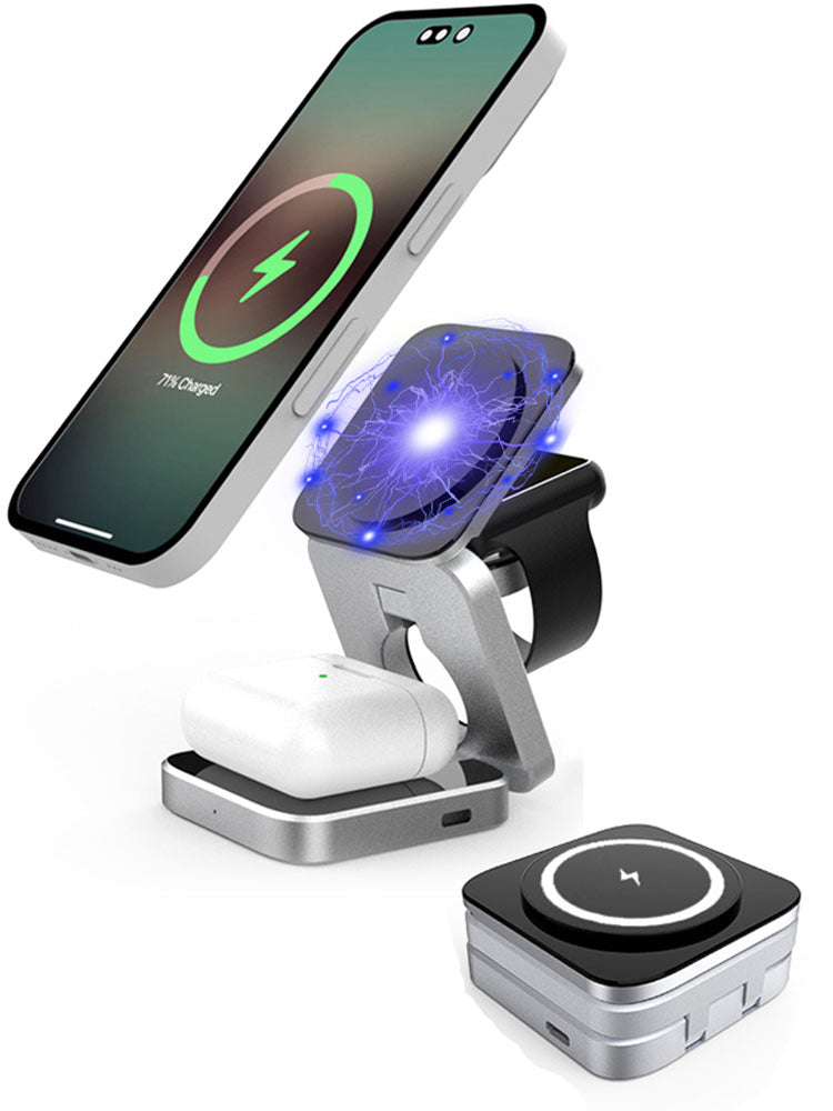 Kompaktowa magnetyczna składana ładowarka bezprzewodowa do iPhone’a i AirPodsów