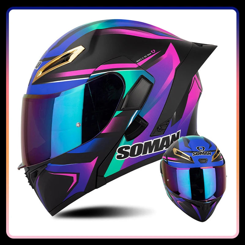Modular Full-Face Motorcycle Helmet with Dual Visor