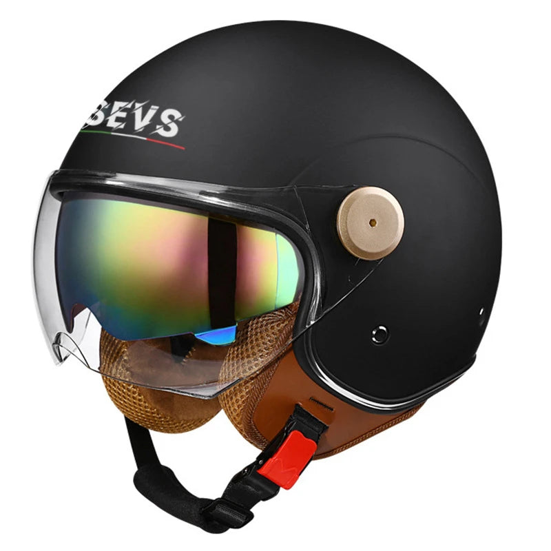 3/4 Open-Face Motorcycle Helmet with Windproof Lens