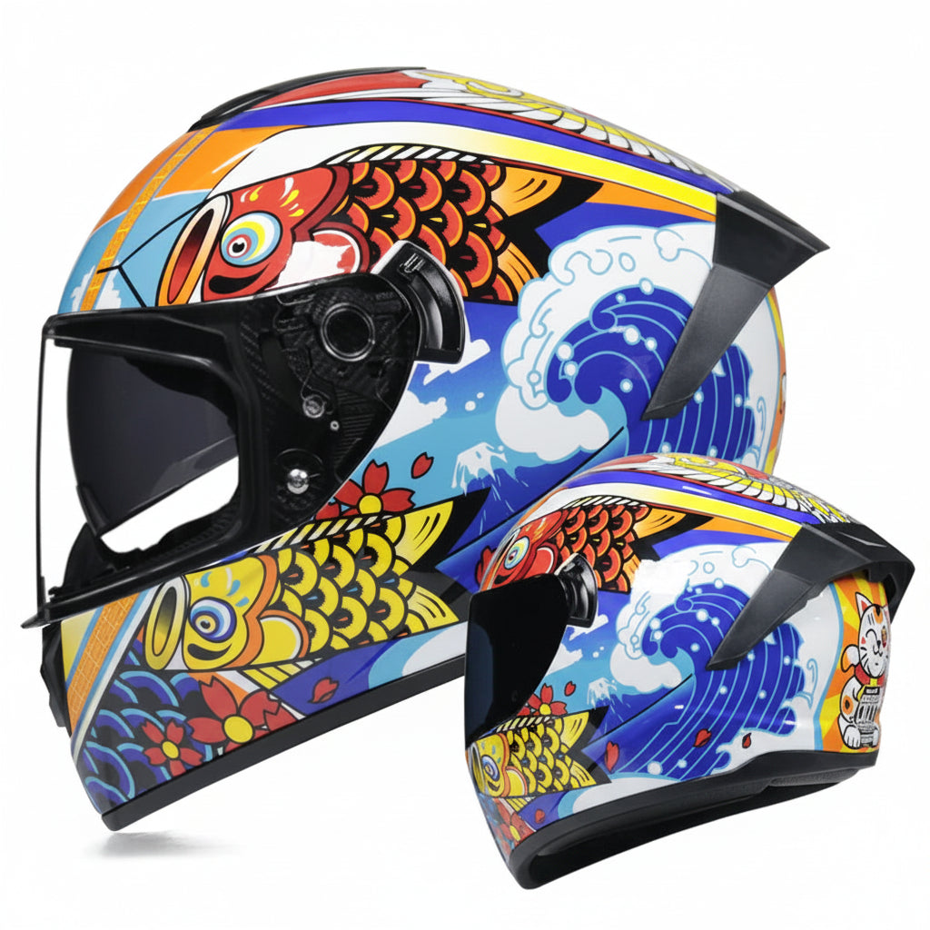 Full-Face Racing Motorcycle Helmet with Dual Visor