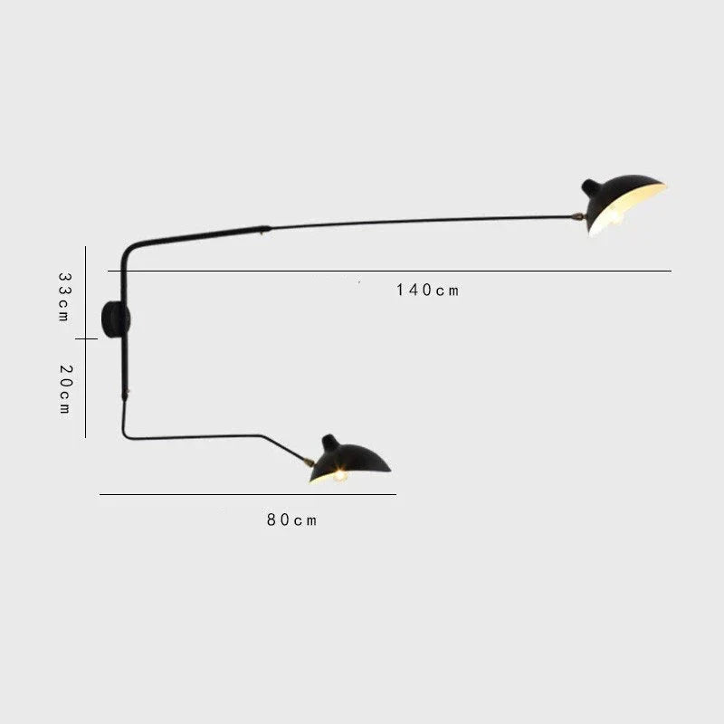 Aplique de pared moderno LumiArc Duo de dos brazos para acento
