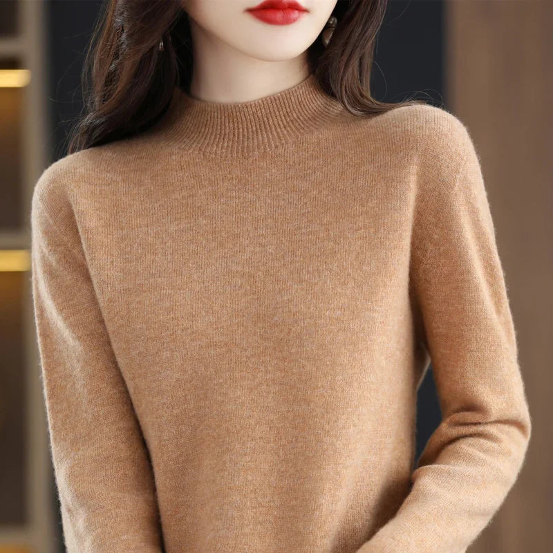 LioraWeave Slim Fit Merino Wool Knit Sweater For Women 100 Percent Wool