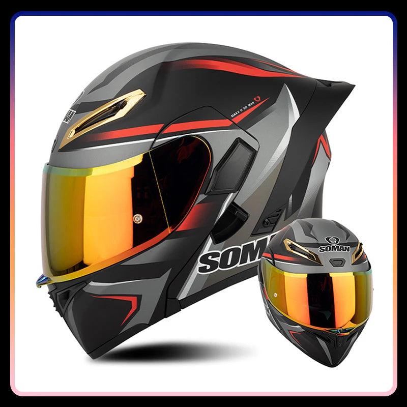 Modular Full-Face Motorcycle Helmet with Dual Visor