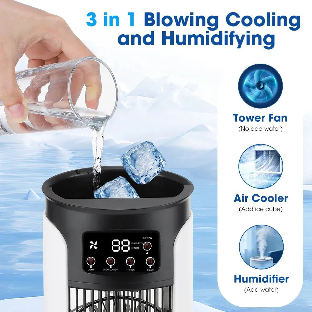 3-in-1 Portable Air Cooler with Humidifier and LED Night Light
