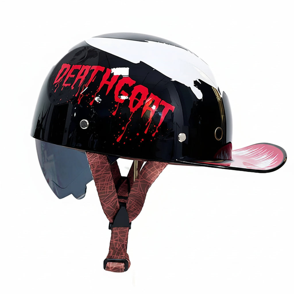 Retro Baseball Cap Style Half-Helmet with Retractable Lens