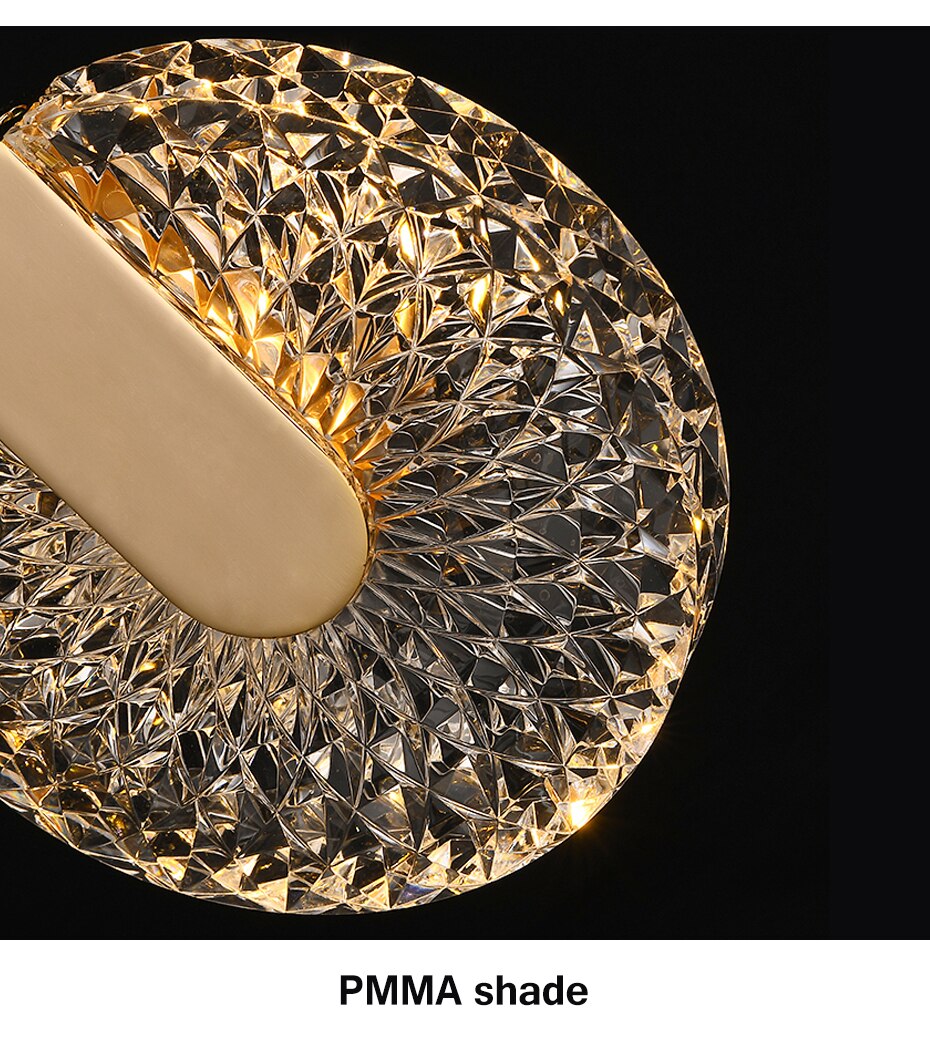 Aurelia Pendelleuchte mit LED-Kristall in Gold für Wohnbereiche