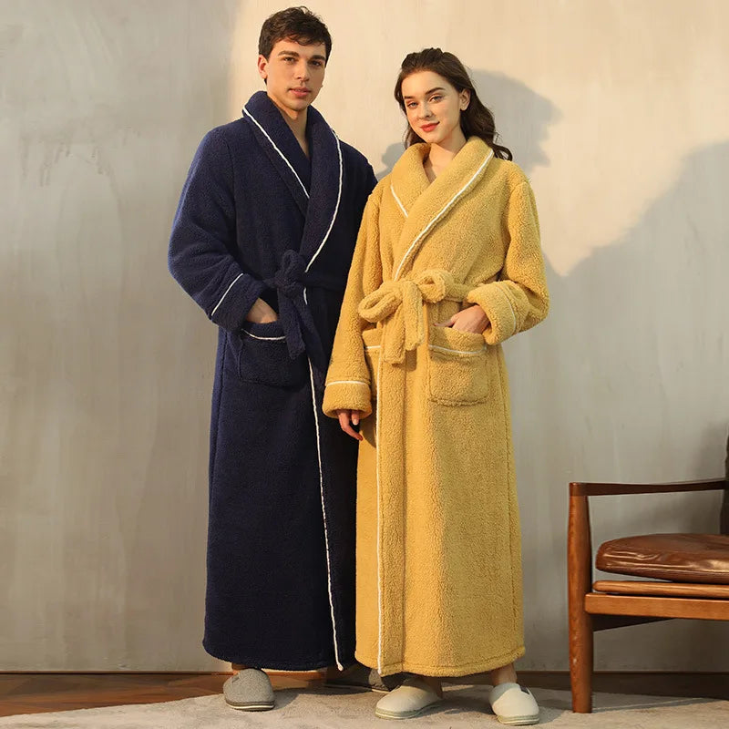 LumaWool Erkek Bornozu Kalın Flanel Günlük Sıcaklık İçin