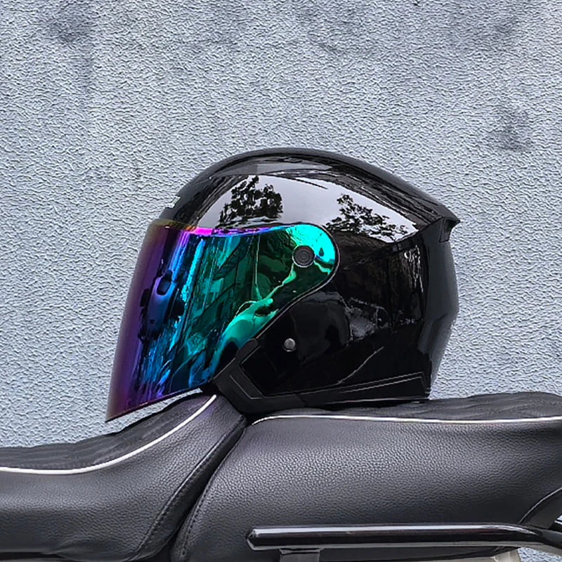 Lightweight 3/4 Motorcycle Helmet with Dual Visor