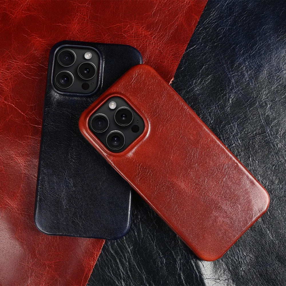 Crownline Handcrafted iPhone Case In Genuine Cowhide Leather