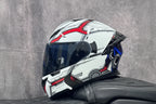 Casque de moto intégral rabattable avec double lentille et aileron arrière aérodynamique, certifié DOT