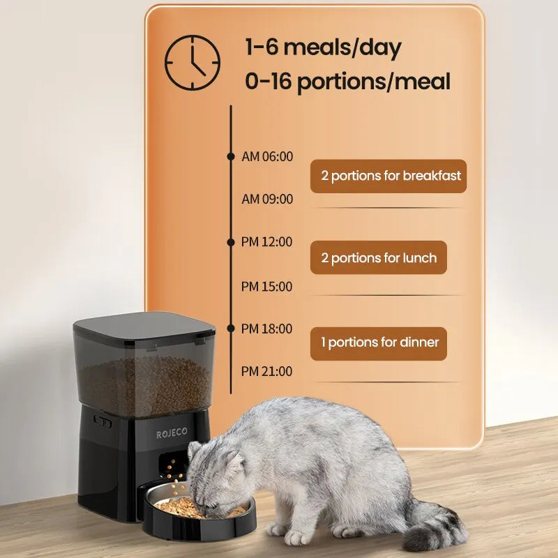 Comedouro Automático Inteligente para Animais com Ecrã LCD e Refeições Programadas para Gatos e Cães