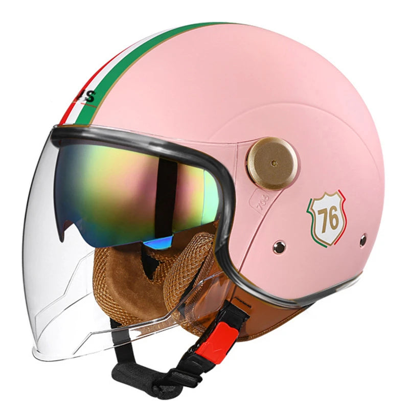 3/4 Open-Face Motorcycle Helmet with Windproof Lens